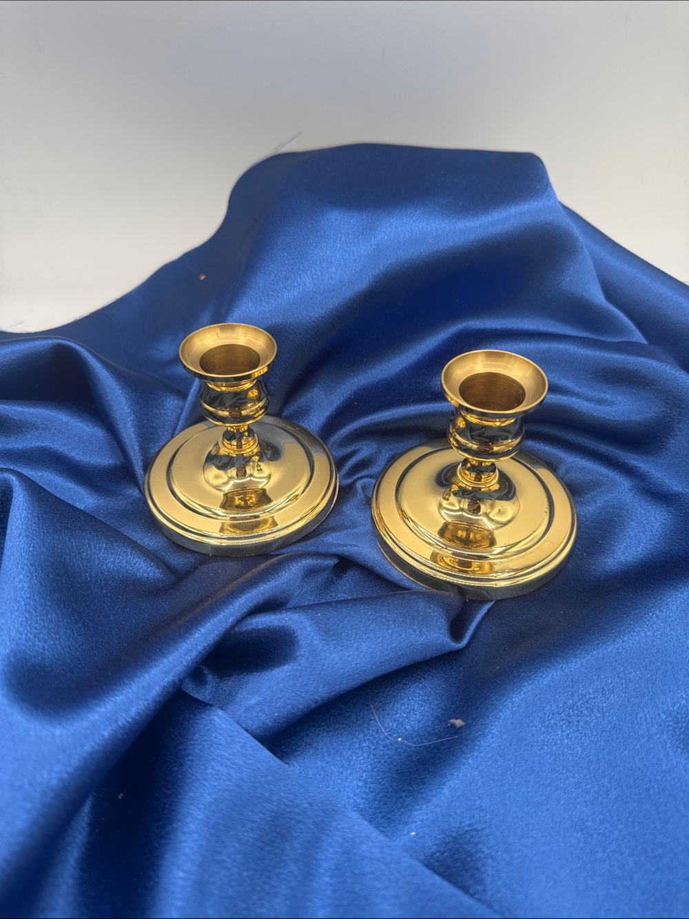 Brass Finish Candlestick Holders - Gold (Set of 2)